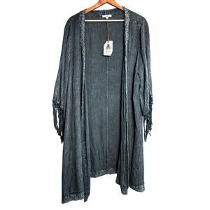 NWT Easel Kimono Duster Cardigan Open Front Boho Festival Jacket (Belt Missing)